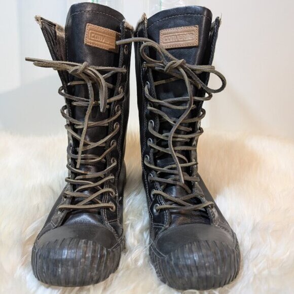 Converse Chuck Taylor Bosey BT X-Hi Boots Men 8 Wmn 9.5 Black Leather Lined RARE - Picture 1 of 10